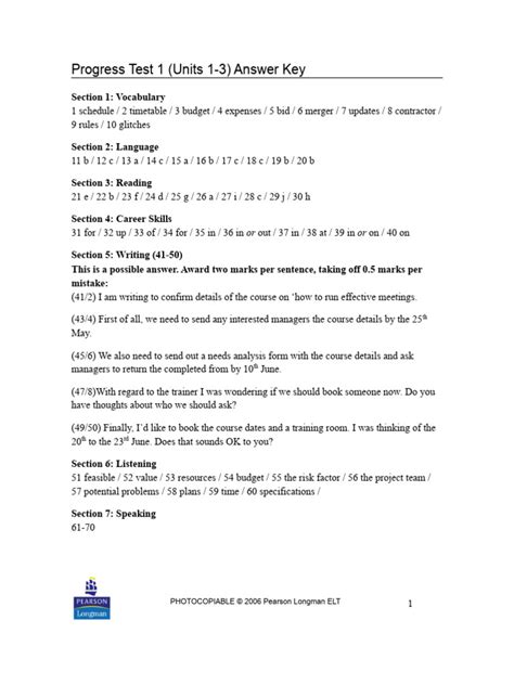 Enterprise 2enterprise1 Progress Test Key