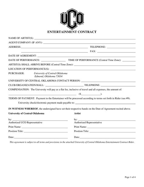Entertainment Contract Uscg