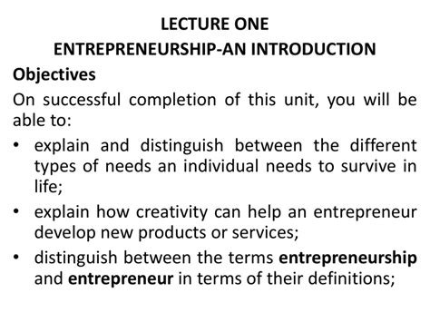 entrepreneurship lecture notes