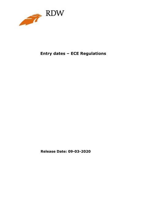 entry dates ece regulations