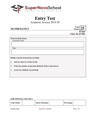 Download Entry Test Sample Papers 