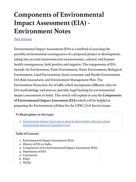 environmental impact assessment vtu notes