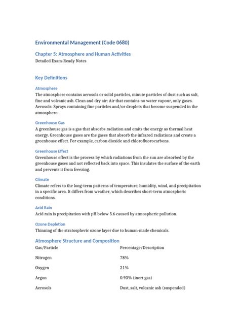 Environmental Management Note For Atmosphere Igcse Bing