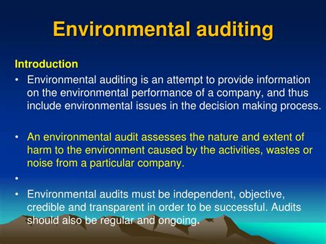 Environmental Performance Auditing In The Public S