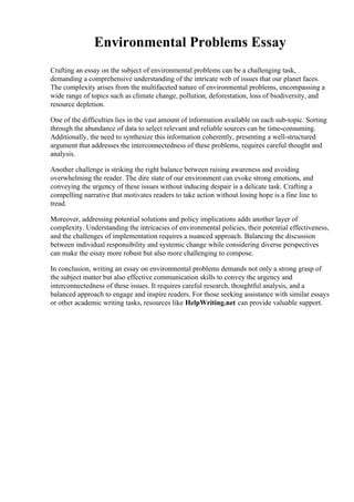 Environmental Problems Essay