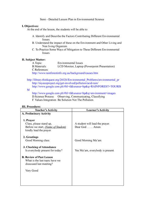 Environmental Science Lesson Plan   The Science Spot - Environmental Science Lesson Plan