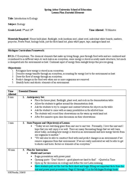 Environmental Science Lesson Plans Labs Worksheets Environmental Science Lesson Plan - Environmental Science Lesson Plan