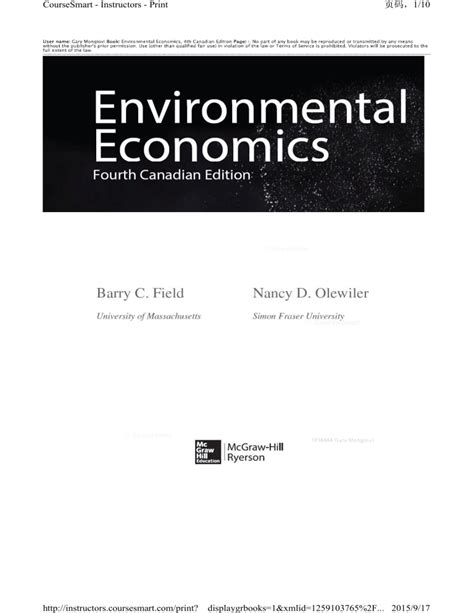 Read Environmental Economics Canadian Edition 