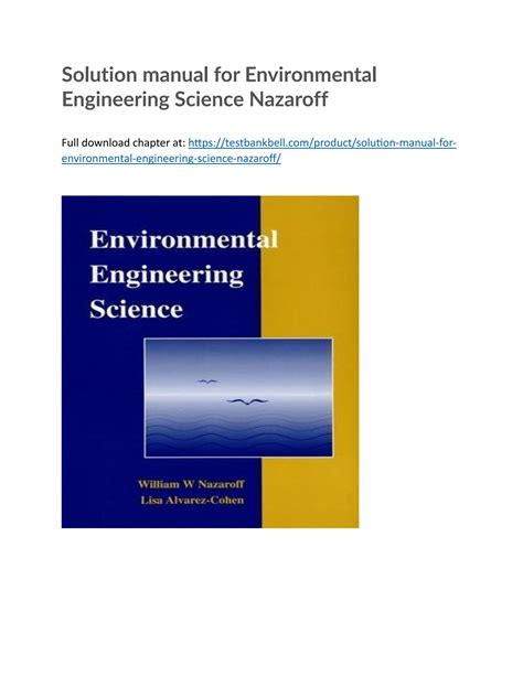 Read Online Environmental Engineering Science Nazaroff Solutions Manual 