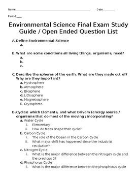 Read Online Environmental Science Final Study Guide 
