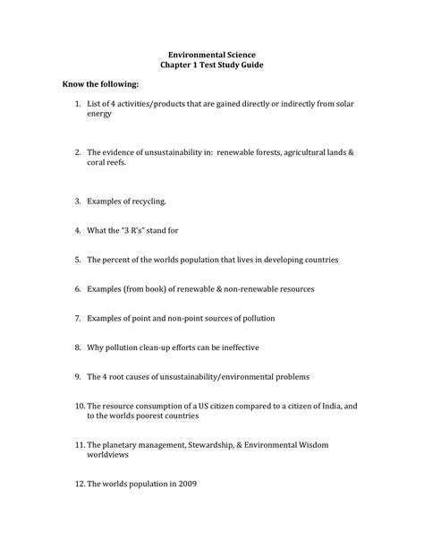 Read Environmental Science Test Chapter 1 