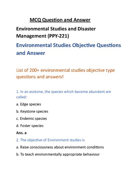 Full Download Environmental Studies Objective Type Paper 