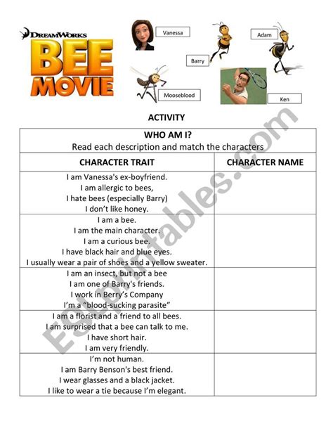 Environmentworksheet Etsy Bee Movie Worksheet - Bee Movie Worksheet