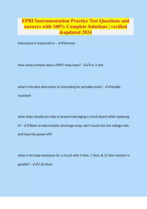 Full Download Epri Instrumentation Certification Practice Test 