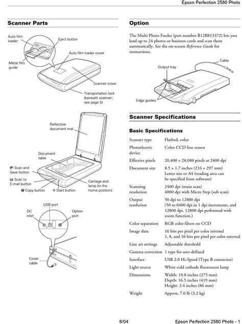 Read Online Epson Perfection 2580 User Guide 