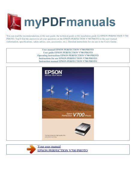 Full Download Epson Perfection V700 User Guide 
