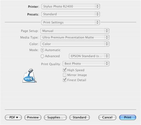 Download Epson R2400 Thick Paper Setting 