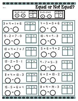 Equal Equations First Grade   Results For Equivalent Equations For 1st Grade Tpt - Equal Equations First Grade
