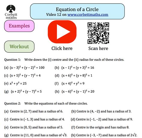 Equation Of A Circle Advanced Textbook Exercise Corbettmaths Circle Equation Worksheet - Circle Equation Worksheet