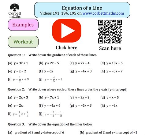 Equation Of A Line Textbook Exercise Corbettmaths Writing Equations Of Lines Worksheet Answers - Writing Equations Of Lines Worksheet Answers