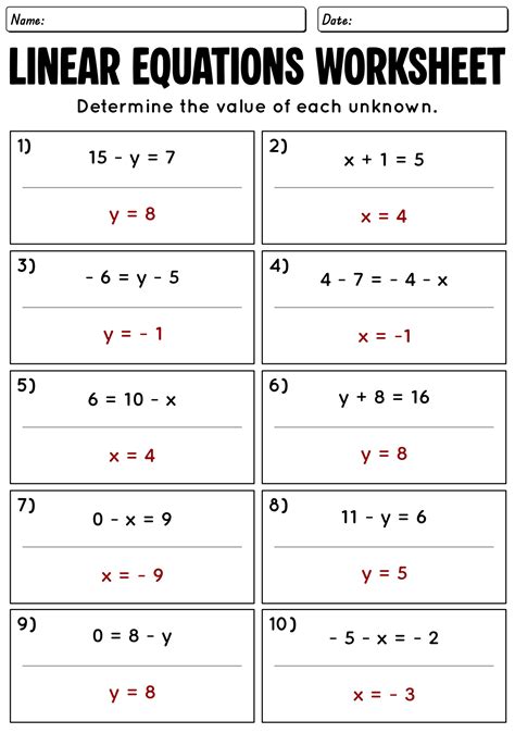 Equation Of A Line Worksheet