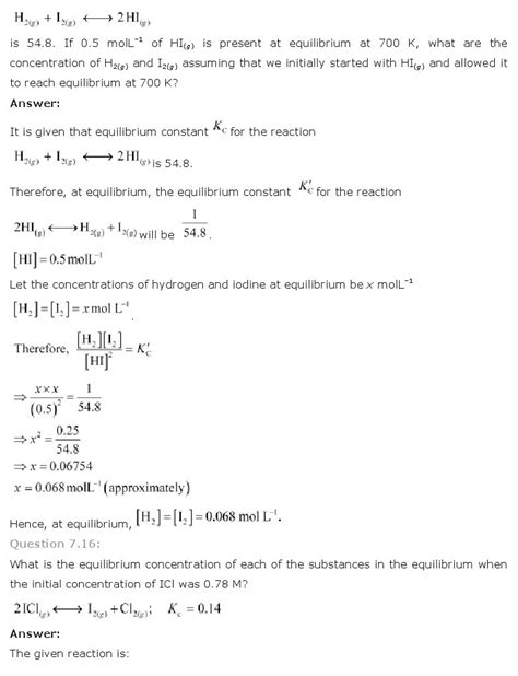 Equilibrium Ncert Solutions