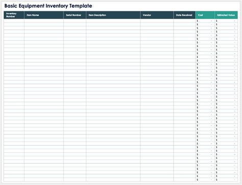 equipment inventory list template Excel Templates