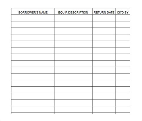 Equipment Sign Out Sheet Excel Template For Free Computer Sign In Sheet - Computer Sign In Sheet