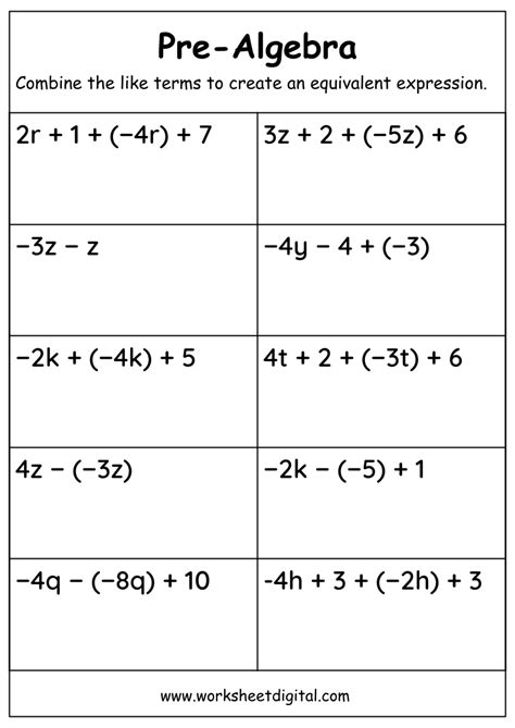 Equivalent Algebraic Expressions Worksheets Tutoring Hour Writing Equivalent Expressions Worksheet - Writing Equivalent Expressions Worksheet