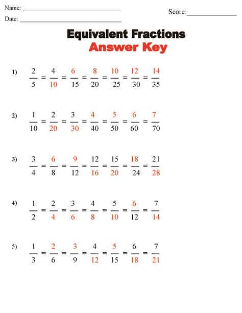 Equivalent Fractions Examples And Questions Answers To Equivalent Fractions - Answers To Equivalent Fractions