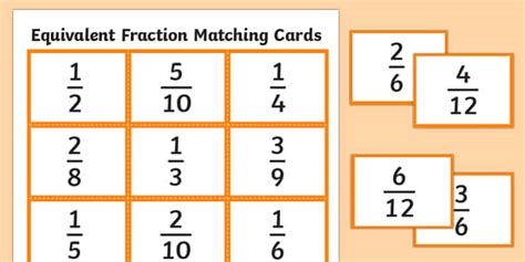 Equivalent Fractions Games Printable Matching Cards Twinkl Matching Equivalent Fractions Worksheet - Matching Equivalent Fractions Worksheet