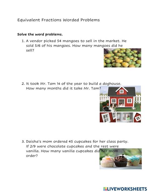 Equivalent Fractions Word Problems