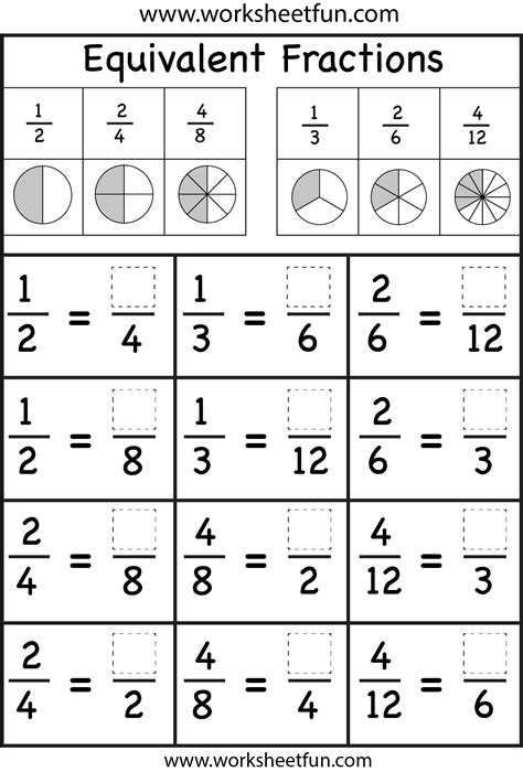 Equivalent Fractions Worksheets Printable Equivalent Fraction Math Worksheets Fractions - Math Worksheets Fractions