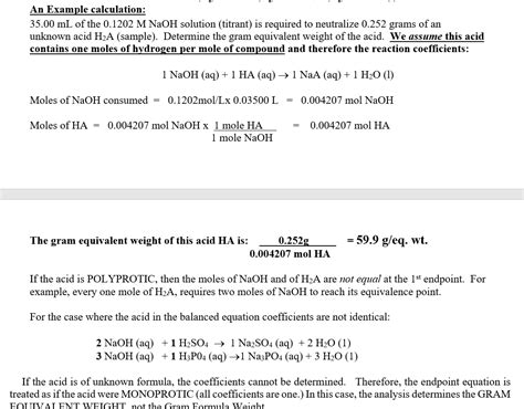 Equivalent Mass Of Naoh