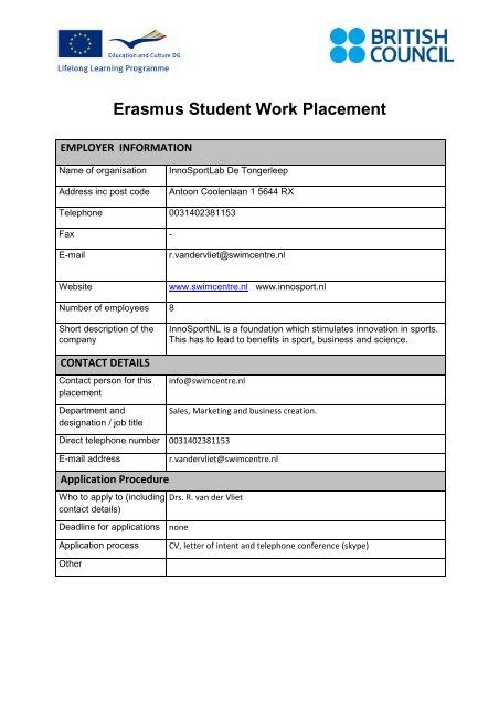 erasmus student work placement in the uk