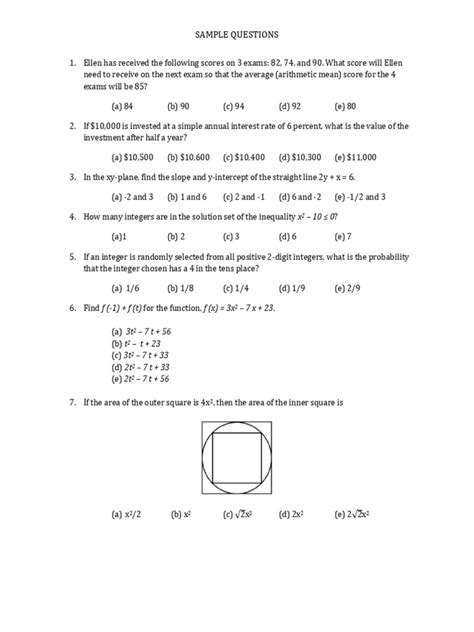 Erb Sample Questions Quantitative Reasoning Fifth Grade