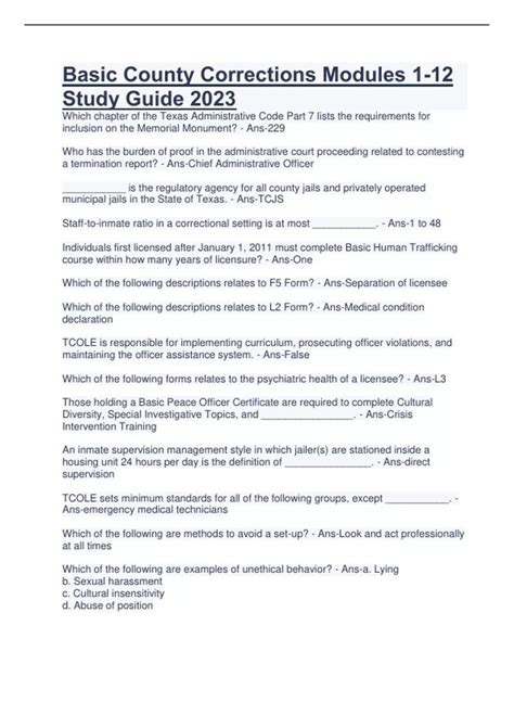 Erie County Corrections Study Guide