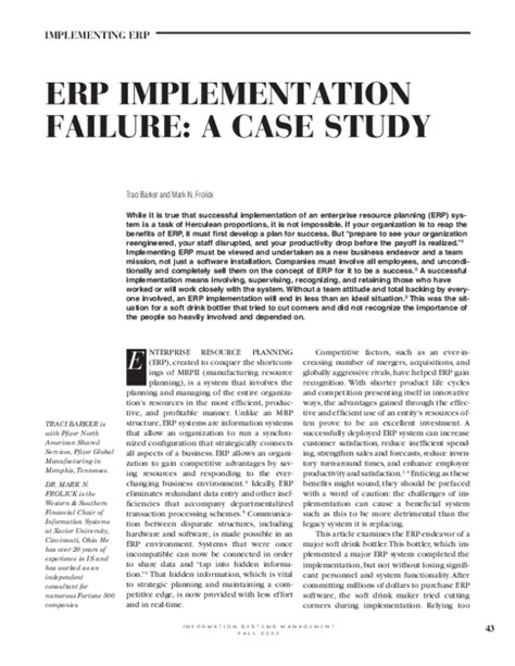 Read Online Erp Implementation Failure A Case Study 