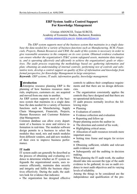 Download Erp System Audit A Control Support For Knowledge Management 