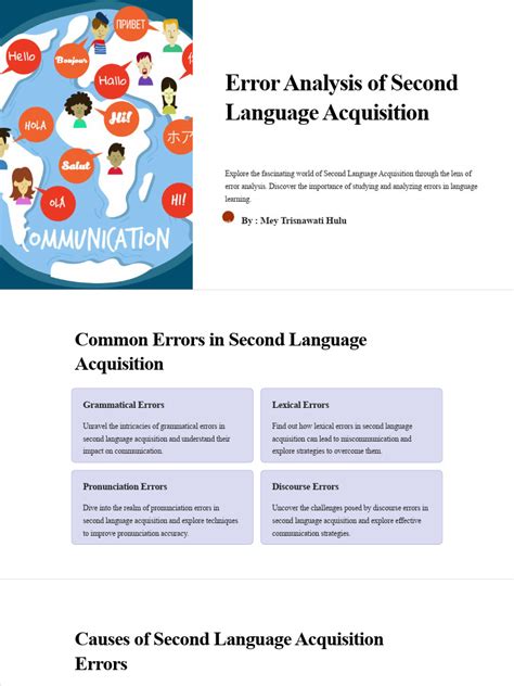 Error Analysis And Second Language Acquisition