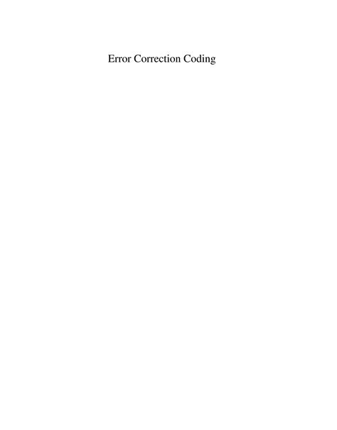 Error Correction Coding Solution Manual