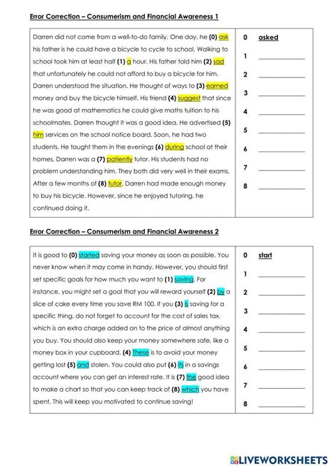 Error Correction Free Online Exercise Live Worksheets Grammatical Errors Worksheet 1st Grade - Grammatical Errors Worksheet 1st Grade