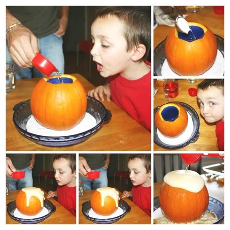 Erupting Pumpkin Volcano Experiment Little Bins For Little Pumpkin Science Activities - Pumpkin Science Activities