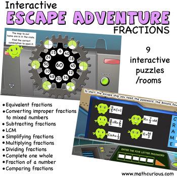 Escape Rooms Adventure Fractions Review Level 1 Mathcurious Fractions Escape Room - Fractions Escape Room
