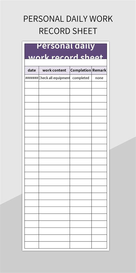 Eschmann Daily Weekly Record Sheets