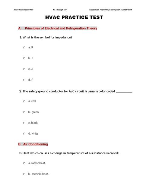Esco Hvac Practice Test