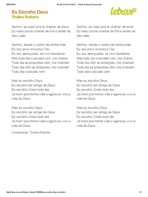 Escolho Deus Letra