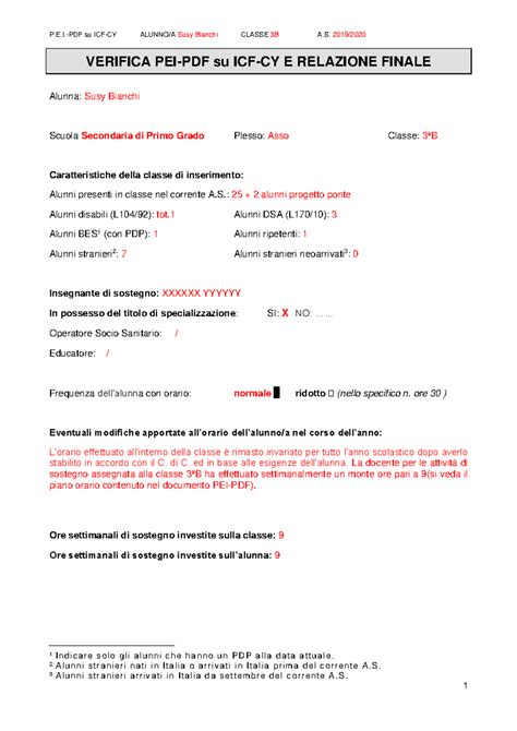 Esempio Verifica Pei