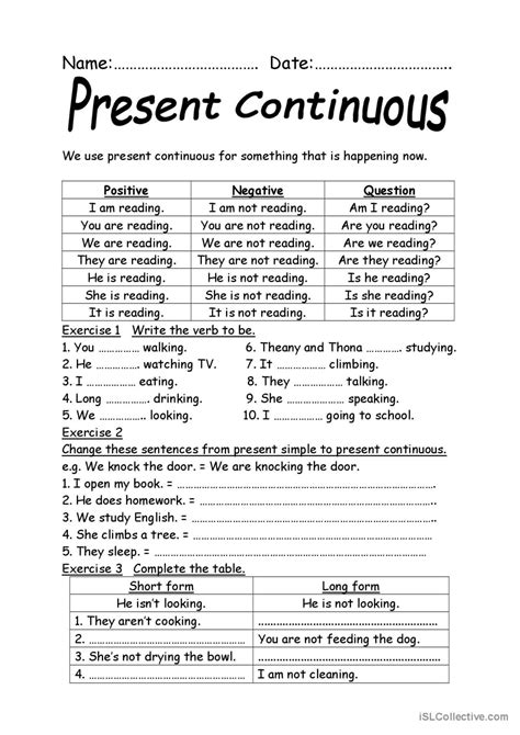 Esercizi Present Continuous