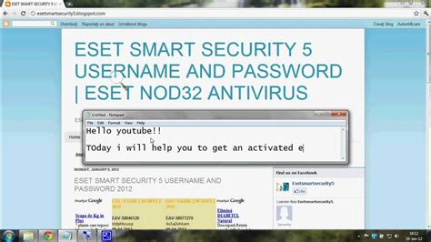 eset smart security username and password